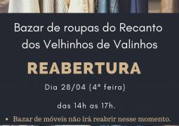 Bazar de roupas do Recanto dos Velhinhos  reabre na quarta dia 28