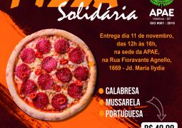 Apae promove mais uma edição da Pizza Solidária  Dia 11 de novembro
