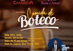 Grupo Rosa e Amor e Bar Candreva promovem o evento “Comida de Boteco” no dia 24
