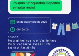 Patrulheiro realiza Bazar Solidário no dia 6 de dezembro com grandes ofertas